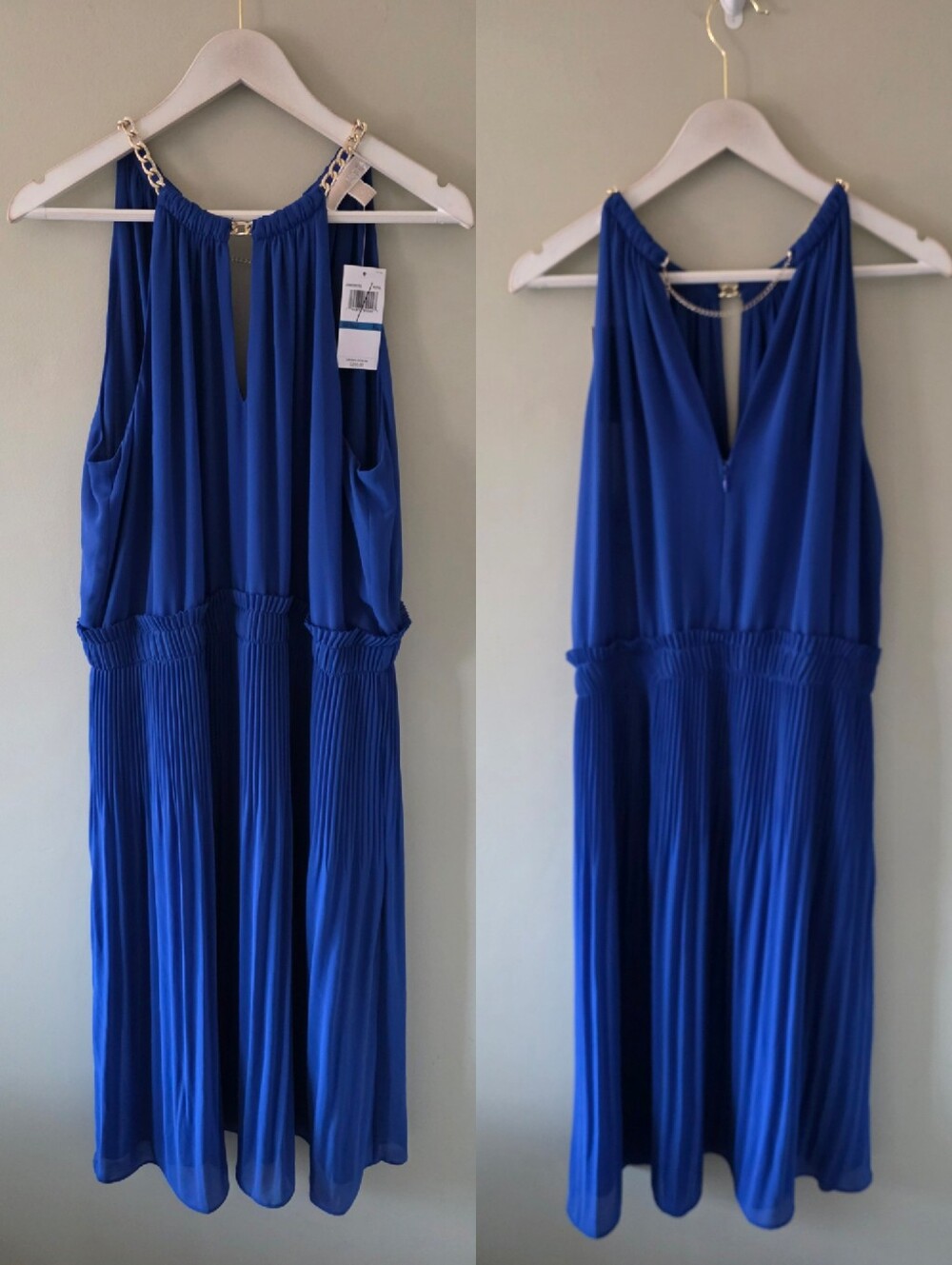 NWT MICHAEL Michael Kors XL Modern Luxury Royal Blue Party Cocktail Midi Dress - Picture 2 of 16